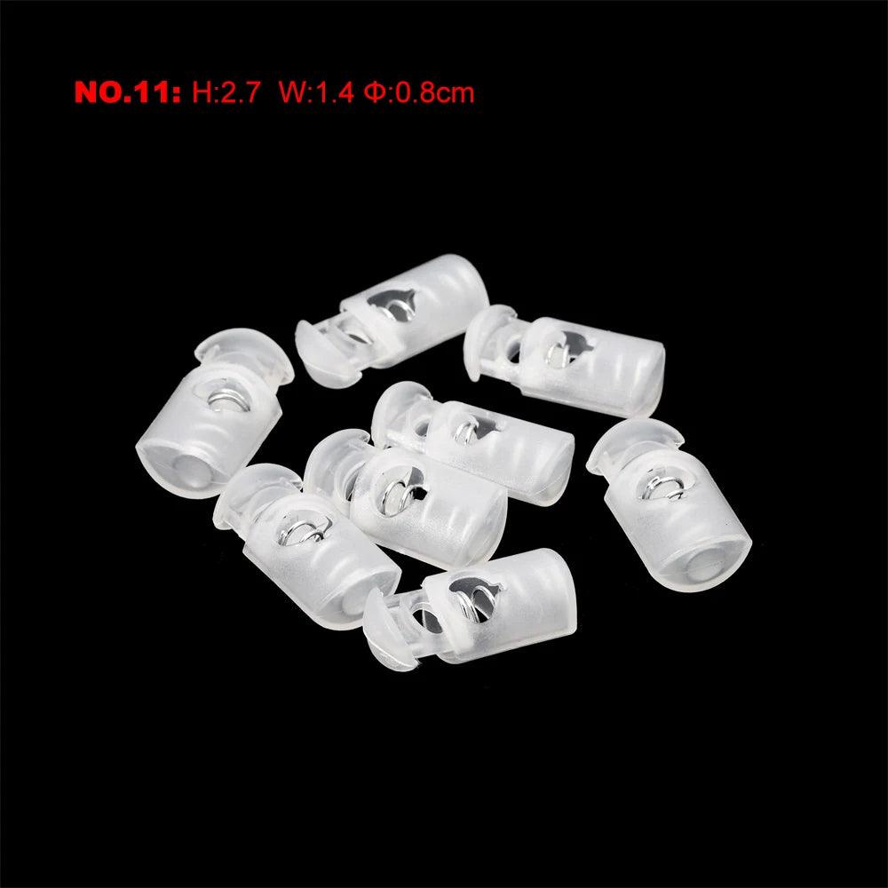 10pcs Cord Lock Plastic Stopper Cord Ends Toggles Clip Buckle Transparent Clear Frost For Shoelace Clothing DIY Bag Accessories