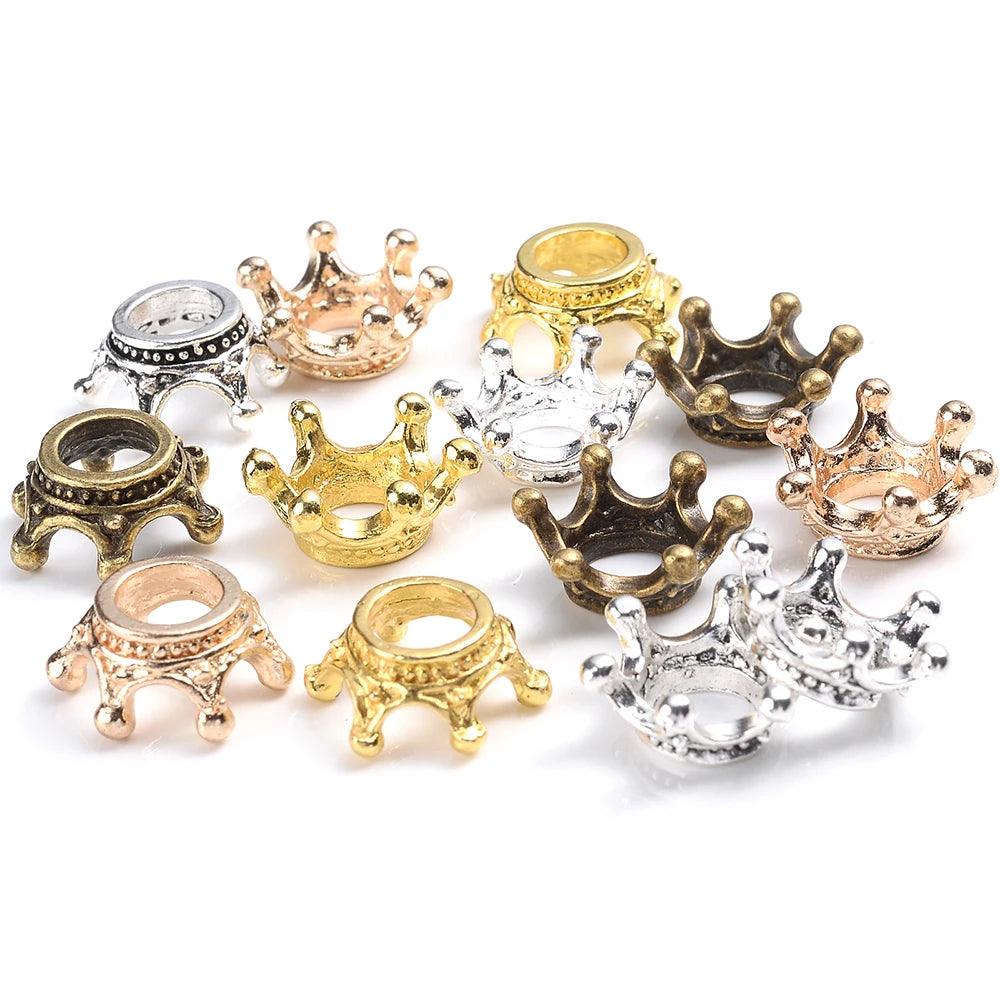 10/50pcs Alloy Loose Spacer Beads Gold Silver Crown Beads for Jewelry Making DIY Bracelet Handmade Accessories 6x9/12mm