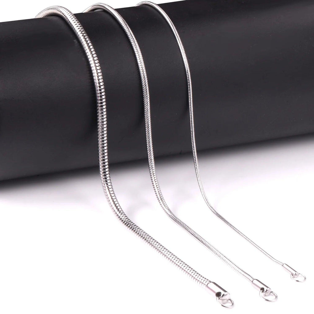 1MM/2MM/3MM Round Snake Chain Necklace For Women Men Gold Color Stainless Steel Herringbone Choker Fashion Jewelry Gift