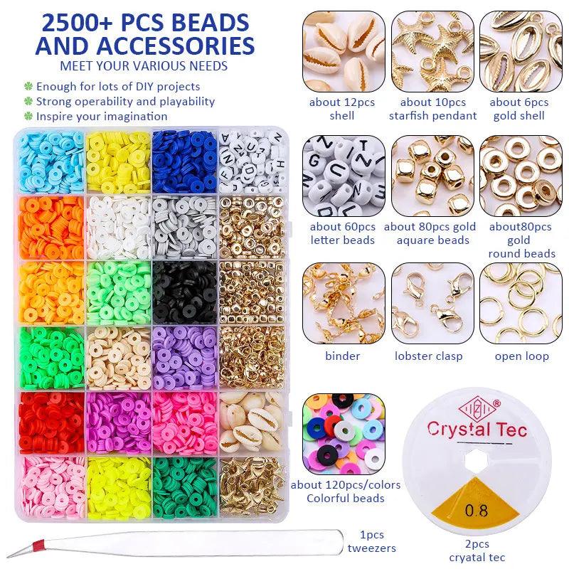 6mm Flat Round Polymer Clay Spacer Beads for Jewelry Making Bracelets Necklace Earring DIY Craft Kit with Pendant 4080pcs/box