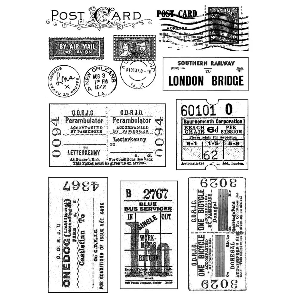 KLJUYP Vintage Tickets and Postmarks Clear Stamps Scrapbook Paper Craft Clear stamp scrapbooking