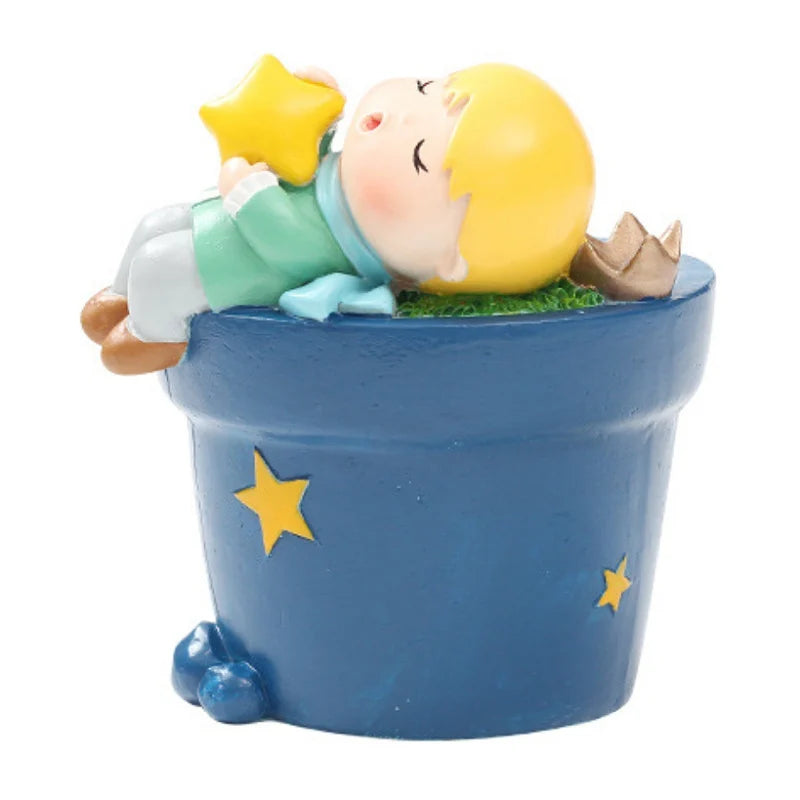 Resin Succulent Planter Small Ornament Cute Prince Pots Little Boy Flowerpot Bonsai Garden Home Decor Plant Pot