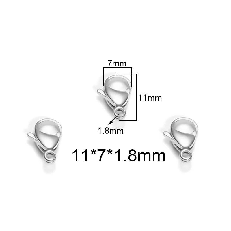 50Pcs/Lot Stainless Steel 9/10/11/12/13/15mm Lobster Clasps Hooks Connector for DIY Jewelry Findings Materials Necklace Supplies