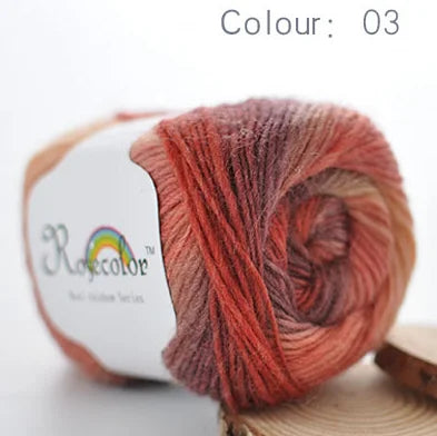 100 Percent Wool Yarn Rainbow Color for Hand Knitting and Crochet Plush Thickness DIY Soft Scarf Shawl and Sweater