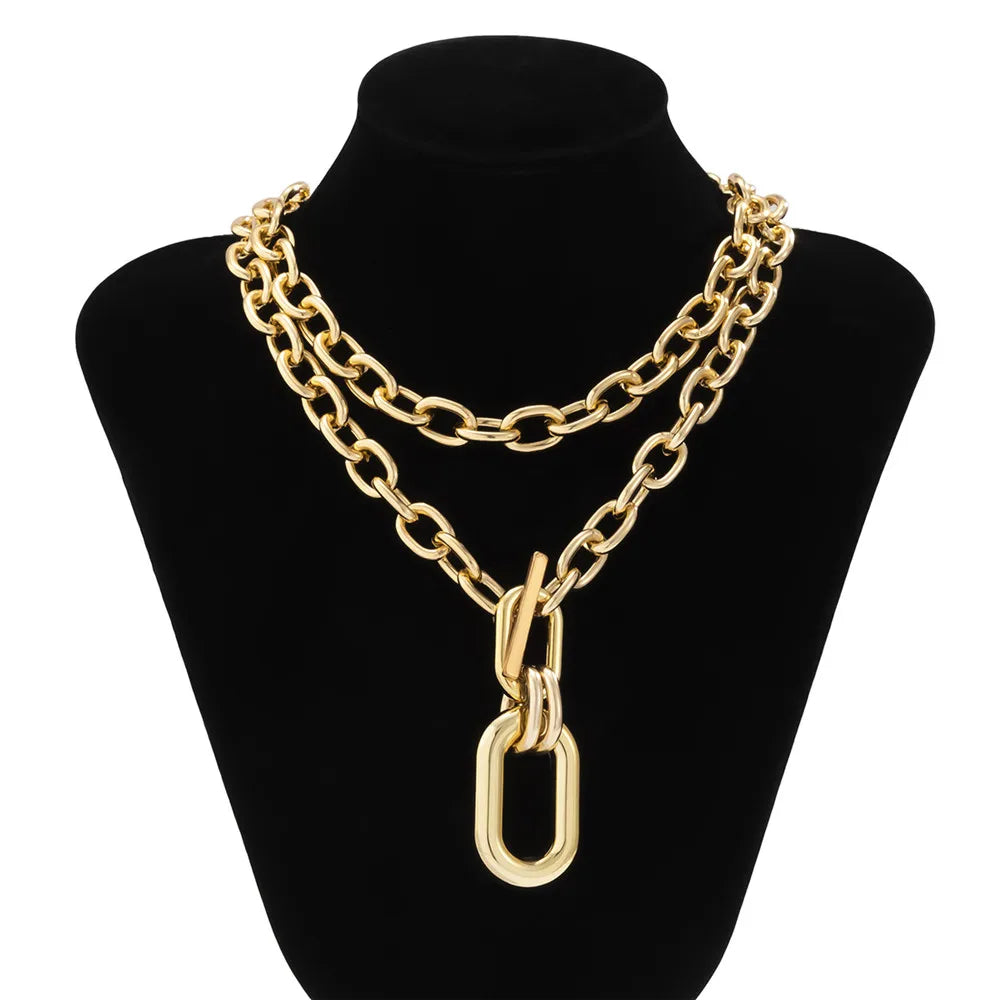 Exaggerated CCB Big Choker Necklace for Women Girl Hiphop Chunky Chain OT Buckle Necklace on the Neck Party Jewelry Gift 2022