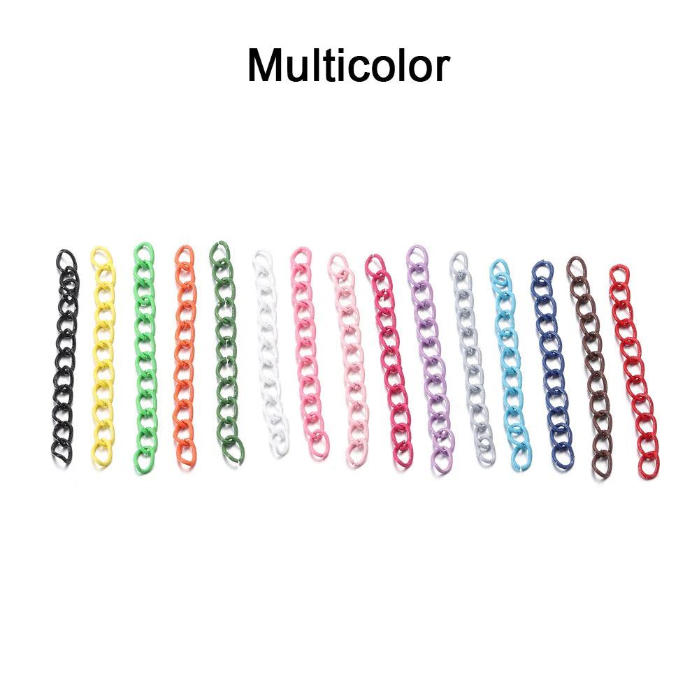 30-100pcs/lot 5 cm Colourful Necklace Extension Chain Bulk Bracelet Extended Chain Tail Extender For DIY Jewelry Making Supplies