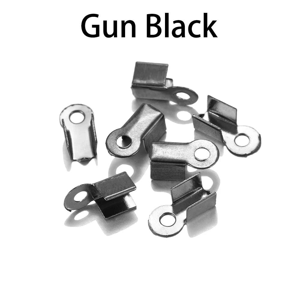 200pcs/lot Cove Clasps Cord End Caps String Ribbon Leather Clip Tip Fold Crimp Bead Connectors For Jewelry Making DIY Supplies