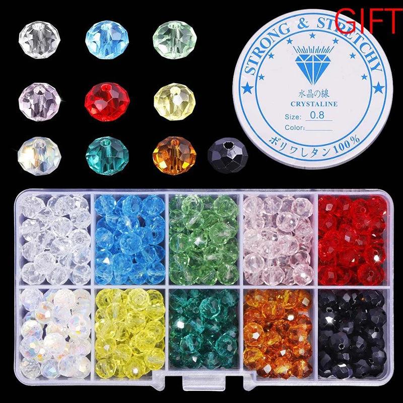 Wholesale Best Selling 10 Colors Crystal Beads Round Glass Beads Faceted loose beads With Container Box for Jewelry making