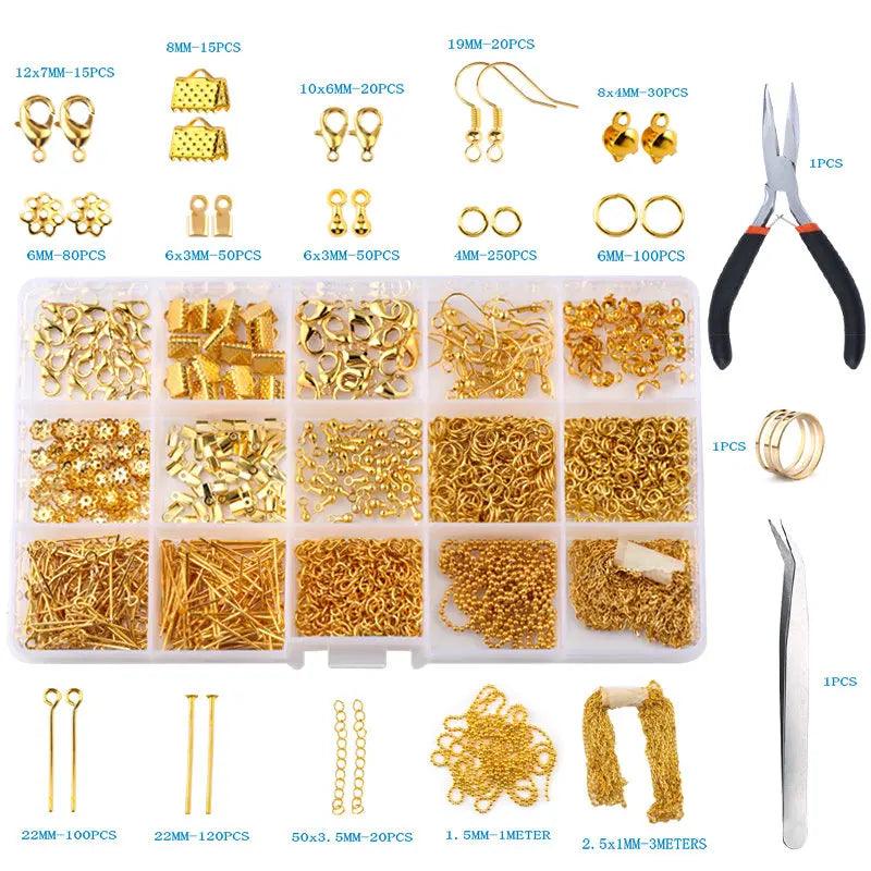 Alloy Accessories Jewelry Findings Set Copper Wire Open Jump Rings Jewelry Making ToolsEarring Hook Jewelry Making Supplies Kit