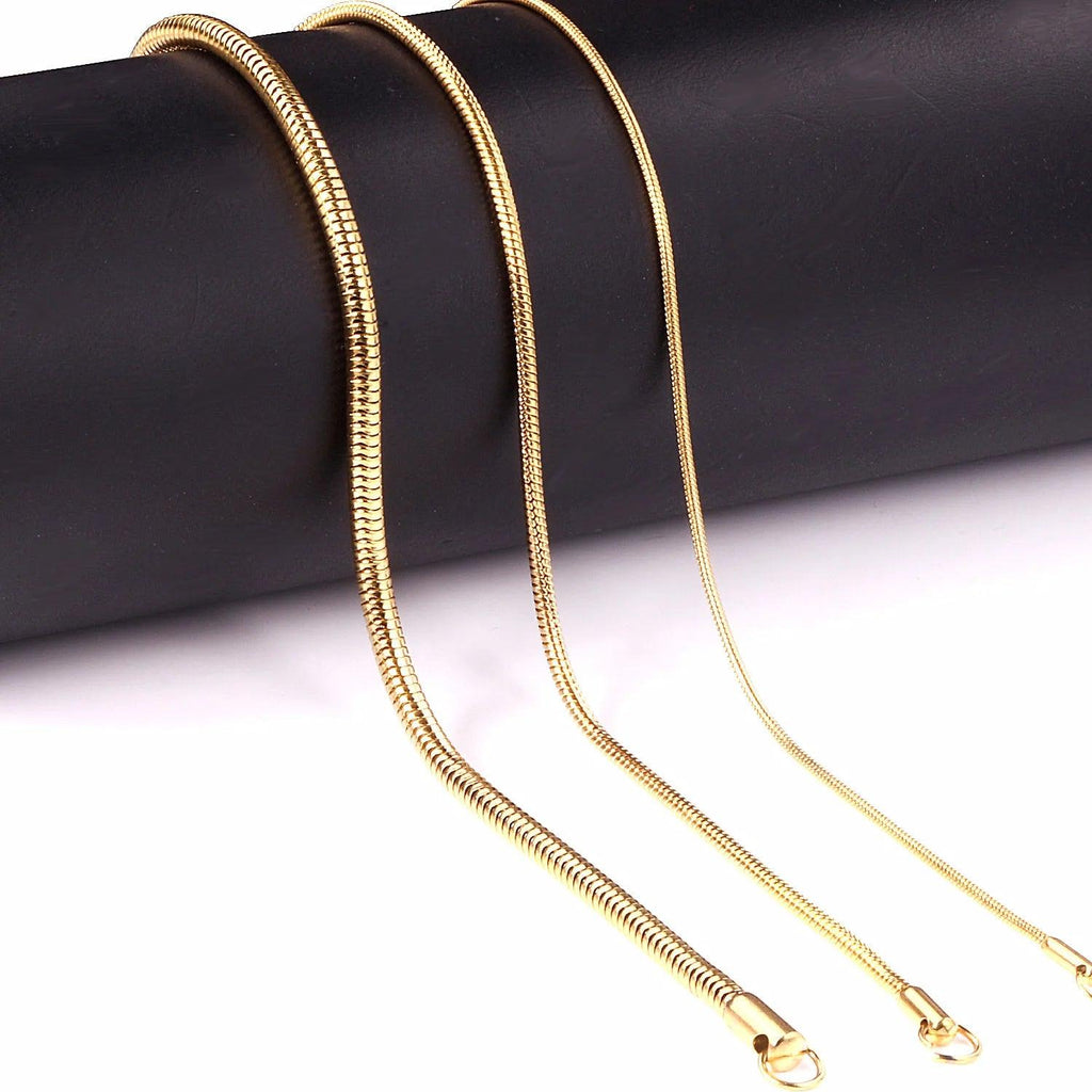 1MM/2MM/3MM Round Snake Chain Necklace For Women Men Gold Color Stainless Steel Herringbone Choker Fashion Jewelry Gift