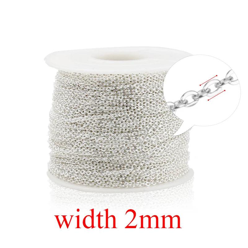 2m/lot Stainless Steel Cable Chain Bulk for Silver Rose Gold Chain 1mm 1.5mm 2mm 2.5mm Necklace Diy Jewelry Materials