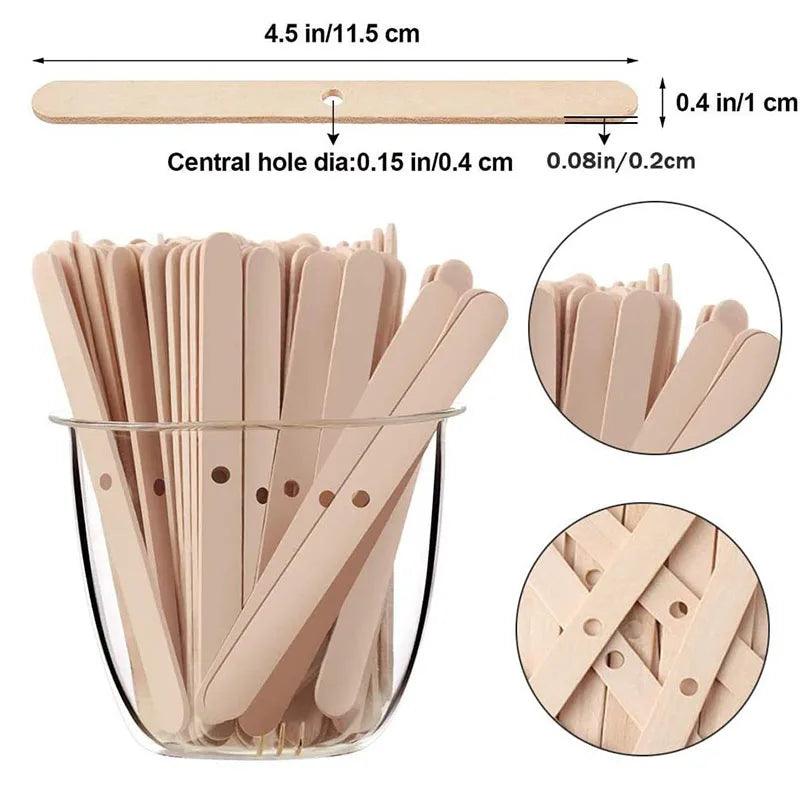 20PCS DIY  Wooden Candle Wick Holder Simple  Aromatherapy Candle Wick Fixing Tool with Hole Wooden Stick - Winord