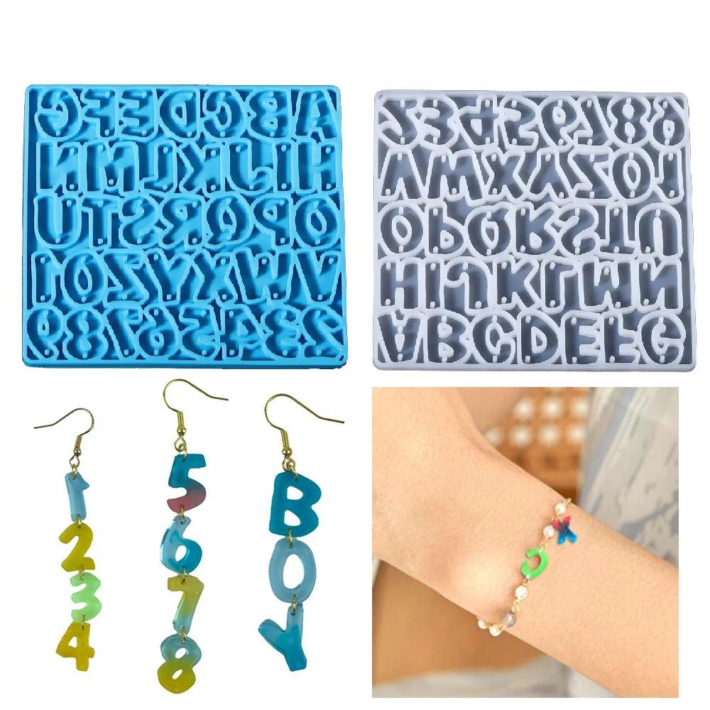Alphabet Epoxy Resin Mold Letters Number Earrings Pendants Silicone Molds for DIY Epoxy Resin Necklace Bracelet Pendant Crafts