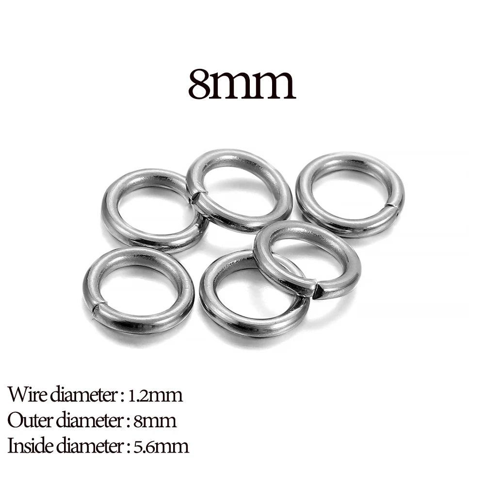 100-200pcs 3-15mm Stainless Steel Open Single Loops Jump Rings Split Ring For Jewelry Making DIY Connector Accessories