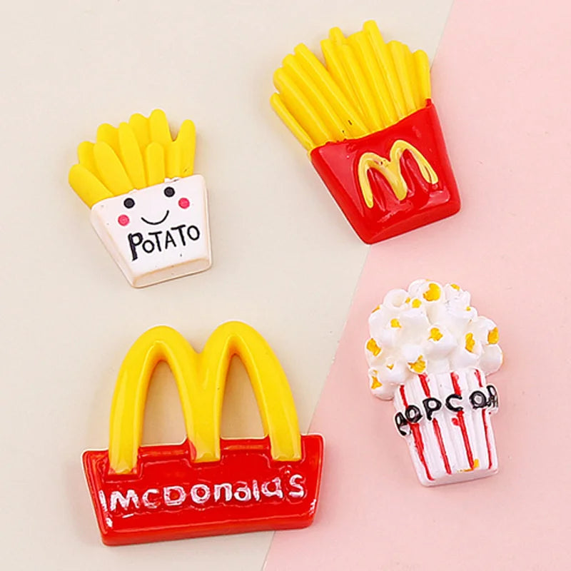 6Pcs Resin Chips Potato Fries cabochon Charm Home Decoration Scrapbooking Cute Craft DIY Embellishments Accessories Buttons