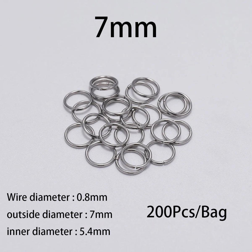 100-200pcs 3-15mm Stainless Steel Open Single Loops Jump Rings Split Ring For Jewelry Making DIY Connector Accessories