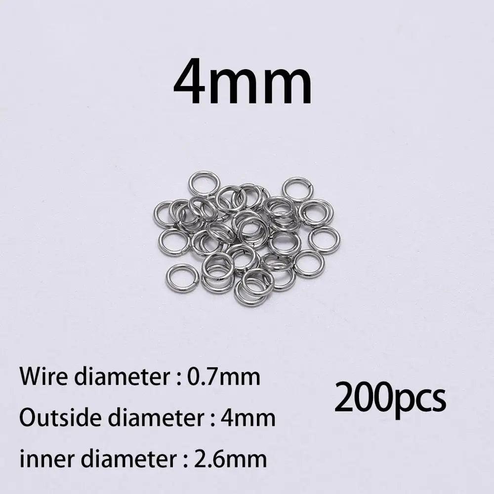 100-200pcs 3-15mm Stainless Steel Open Single Loops Jump Rings Split Ring For Jewelry Making DIY Connector Accessories