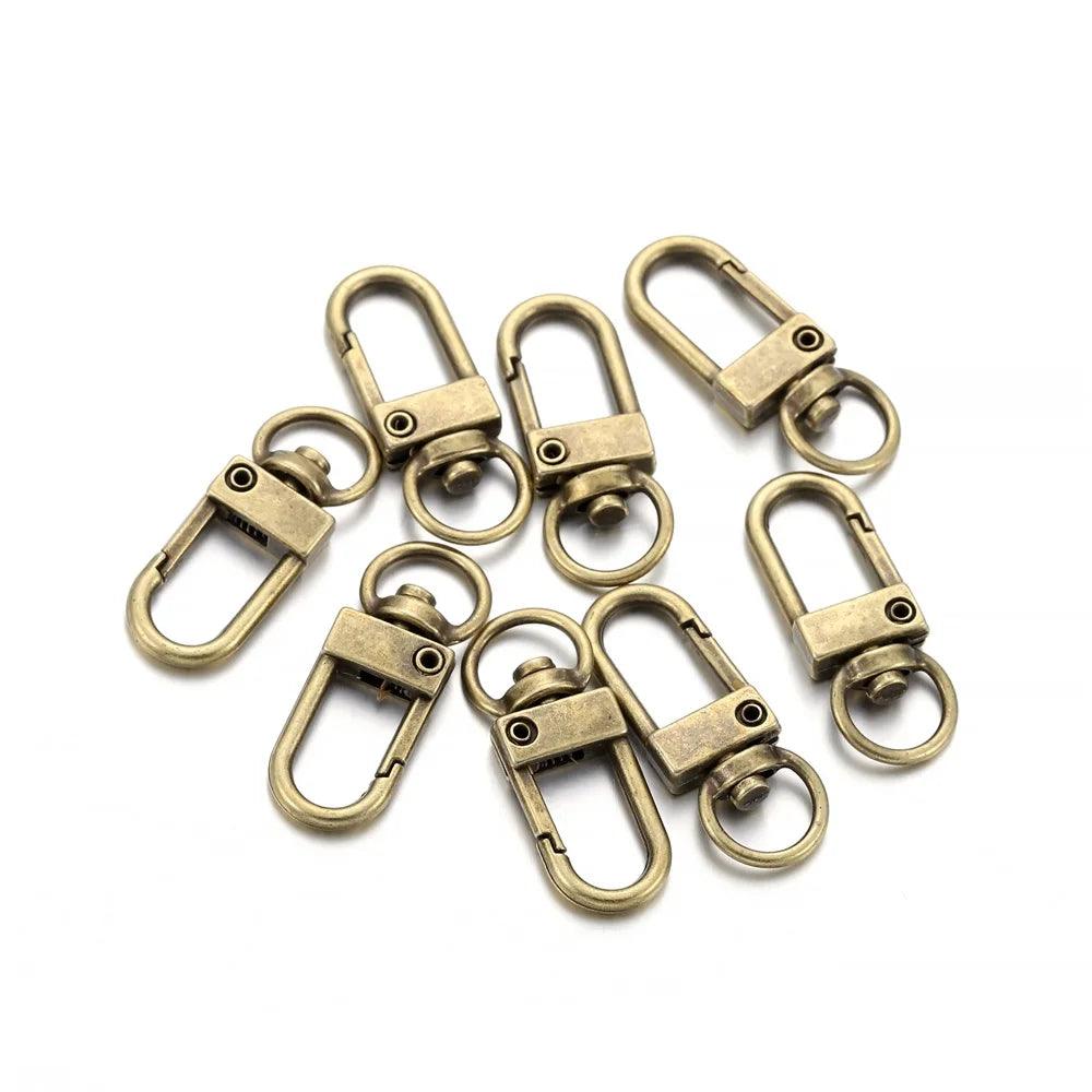 10pcs/lot 12x33mm Rotating Dog Buckle Gold Rhodium Metal Lobster Clasps Hooks For DIY Jewelry Making Key Ring Chain Accessories