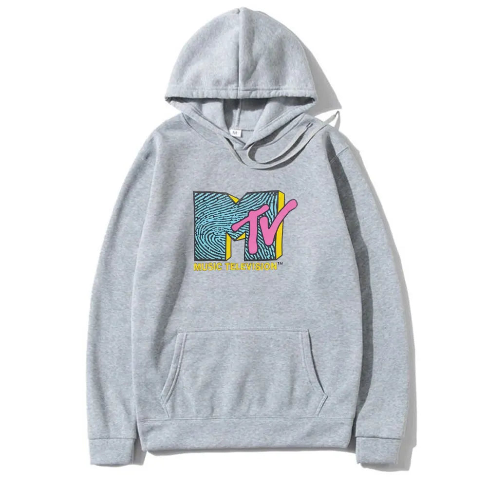 Mtv Music Television Hoodie Men Women Fashion Retro Rock Hip Hop Tv Hoodies Heather Grey Fashion Sweatshirt Unisex Streetwear
