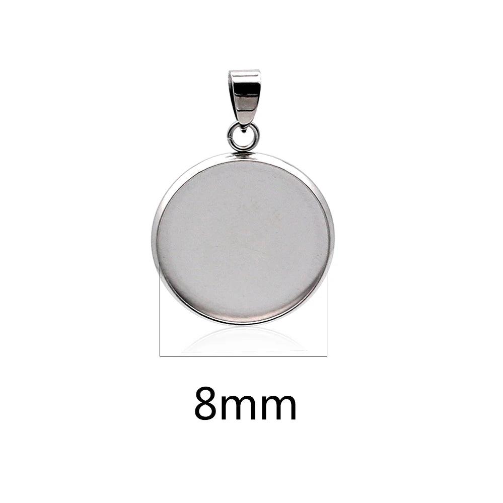 10pcs/lot stainless steel blank Cabochon Base Setting Charms Pendant fit 6 8 10 12 14 16 18 20 25 30mm  jewelry making supplies