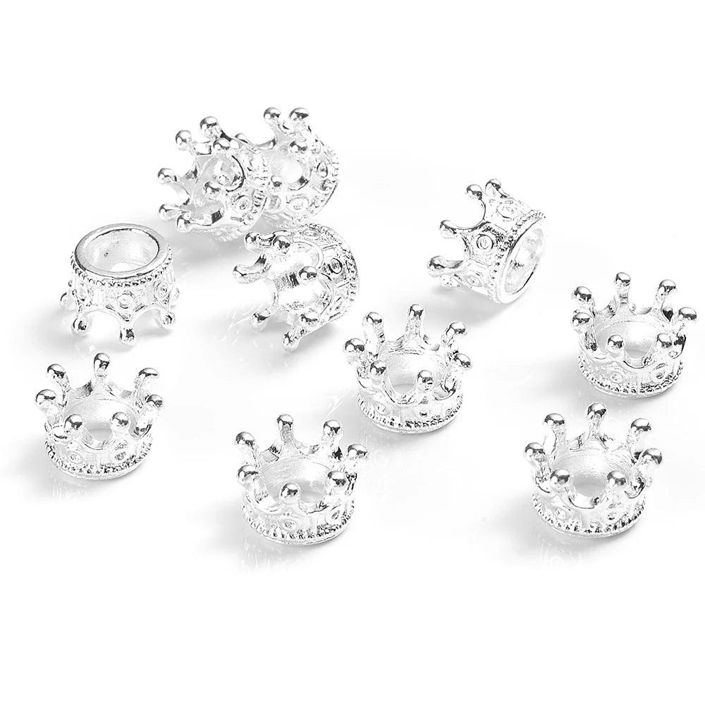 10/50pcs Alloy Loose Spacer Beads Gold Silver Crown Beads for Jewelry Making DIY Bracelet Handmade Accessories 6x9/12mm