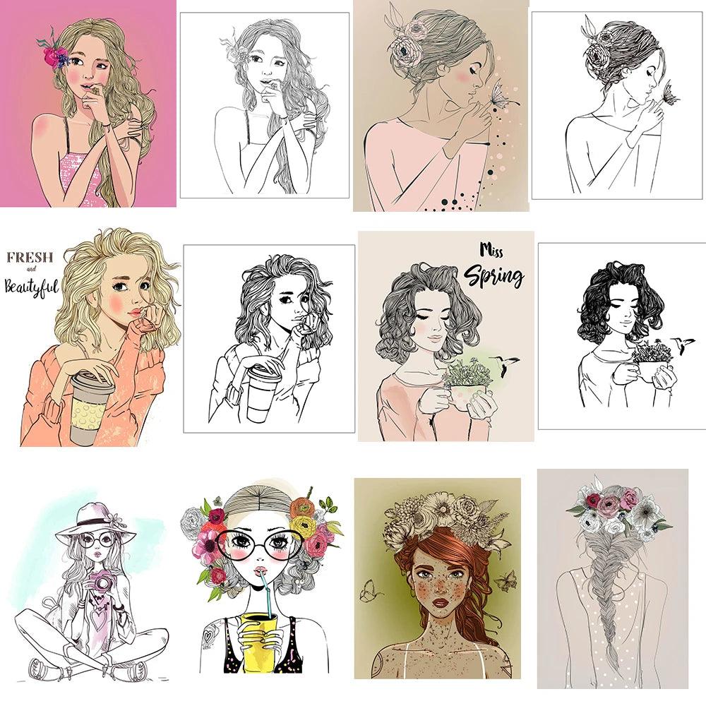 Pretty Young Girls/Flowers New Clear Stamps/Seal For DIY Scrapbooking Card Making Album Decorative Silicone Stamp Crafts 6x8cm