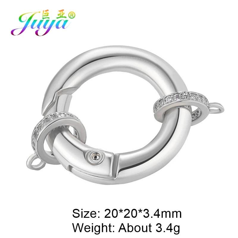 Juya Handmade Creative 18K Gold Plated Brass Screw Locks Carabiner Clasps Accessories For DIY Mesh Chains Pendant Jewelry Making