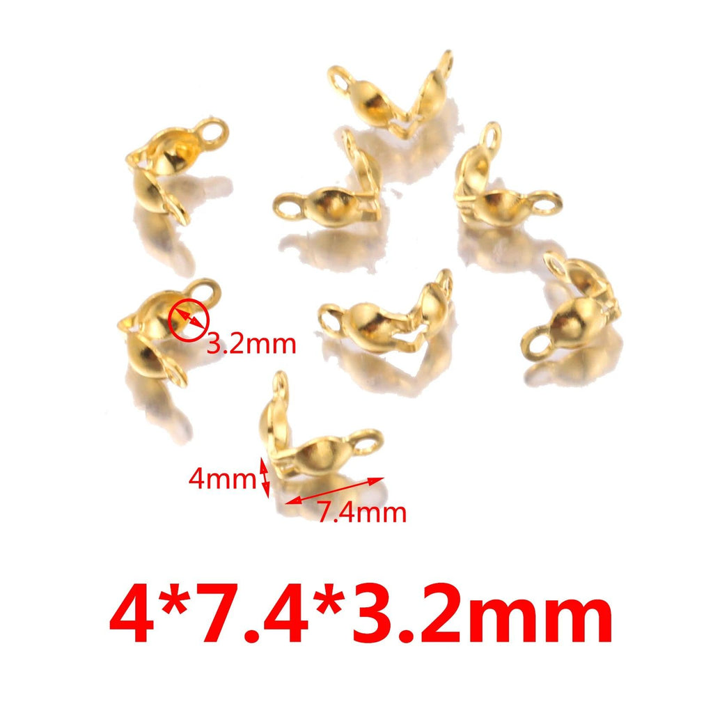 50pcs/lot Connector Clasp Fitting Stainless Steel  Ball Chain Calotte End Crimps Beads Connector for DIY Jewelry Making Supplie