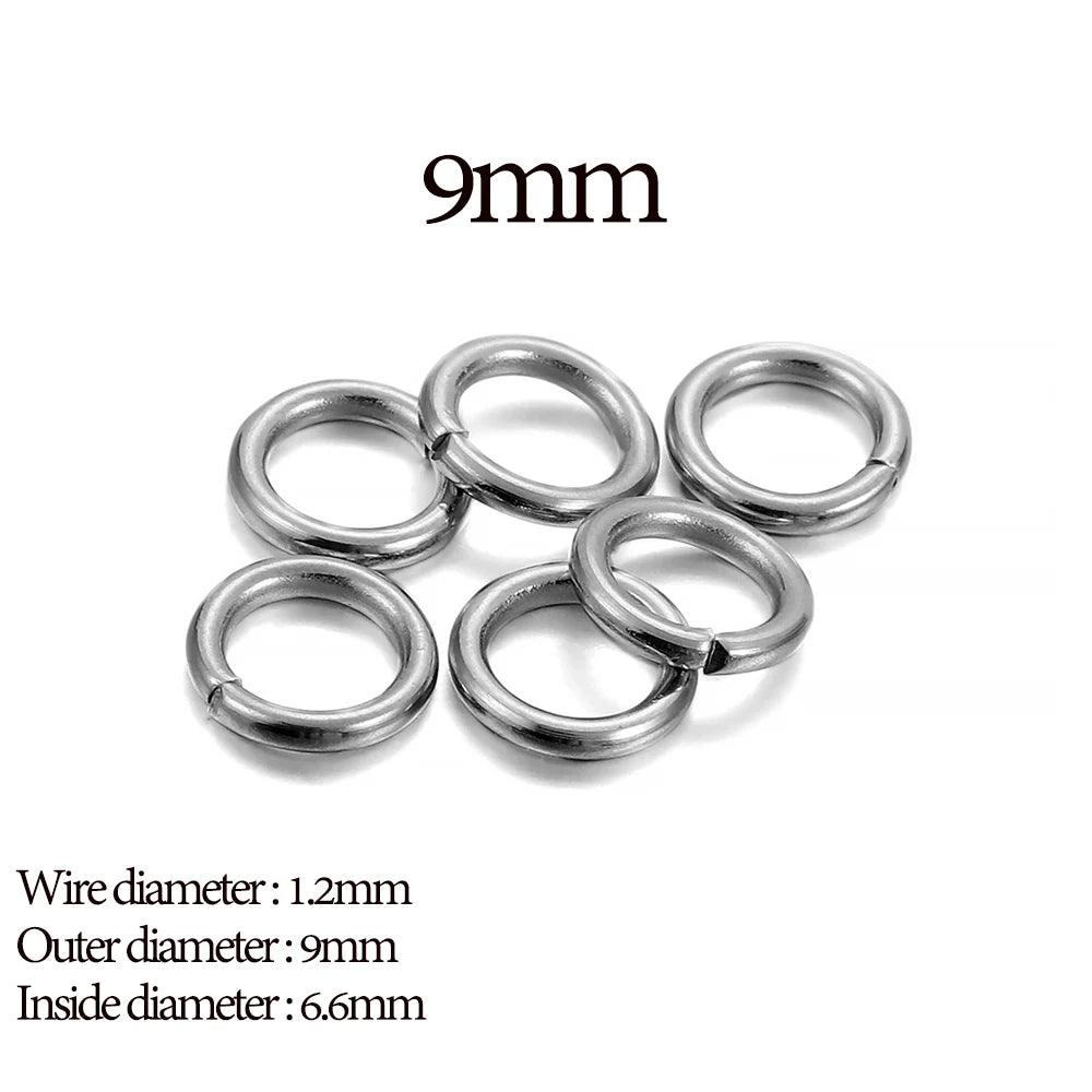 100-200pcs 3-15mm Stainless Steel Open Single Loops Jump Rings Split Ring For Jewelry Making DIY Connector Accessories