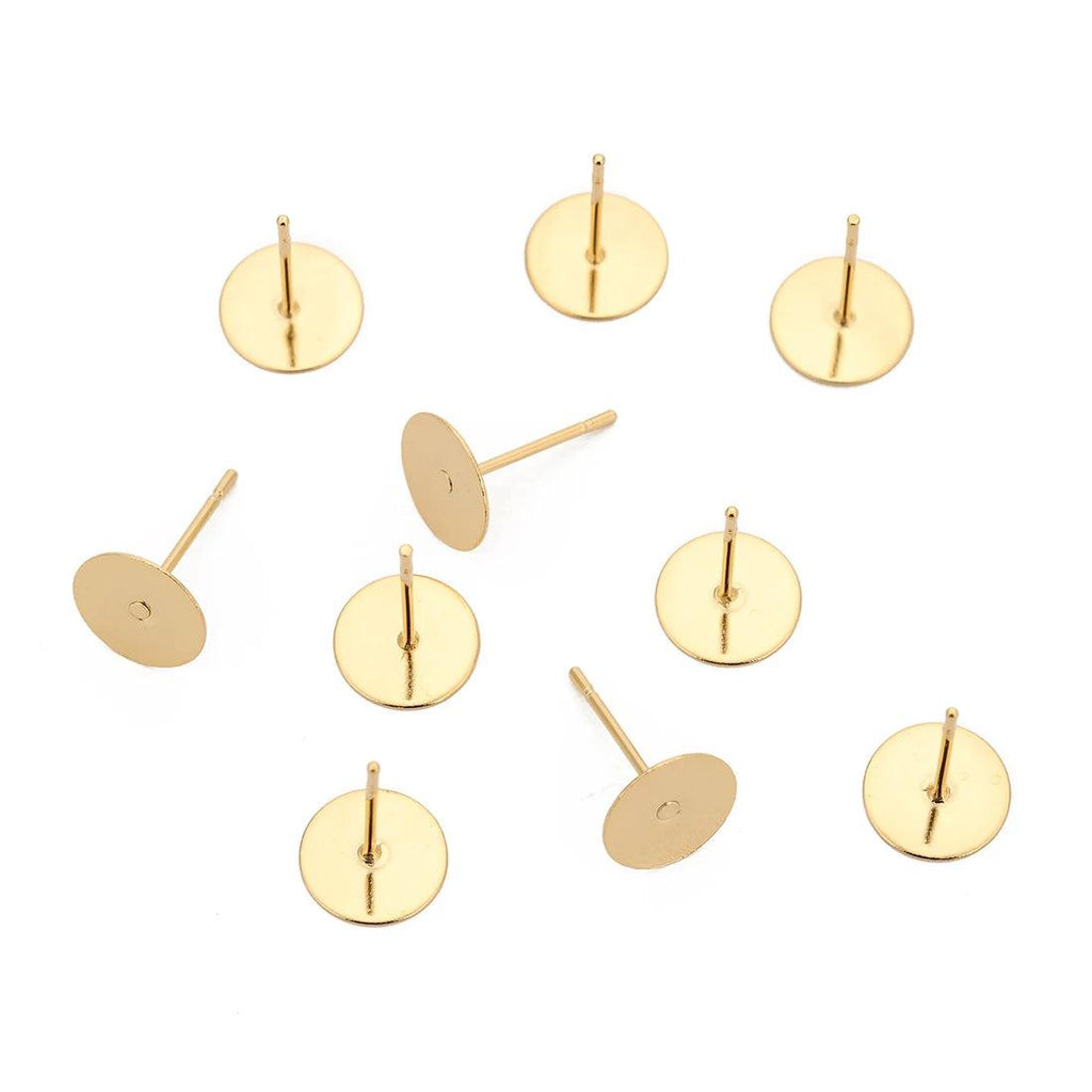 AHKNORMAILCUI 316L Surgical Stainless Steel Earring Post Stud with 3 4 5 6 8mm Glue Pad for DIY Earring Jewelry Components