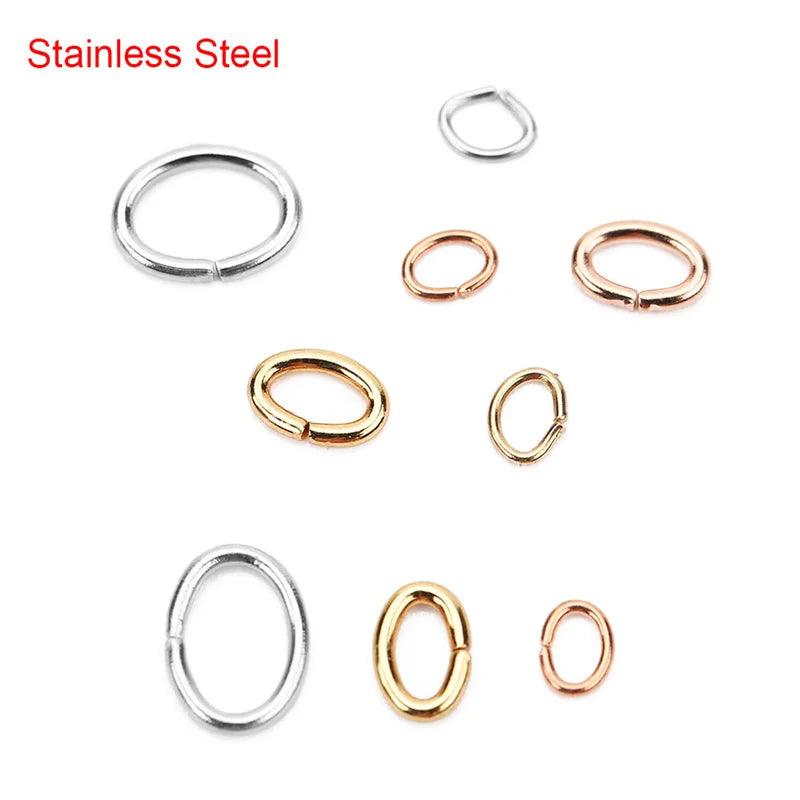 100pcs Oval Strong Stainless Steel Split Jump Rings 3*4/4*6/6*8m Necklace Connectors For Diy Jewelry Making Bracelet Accessories