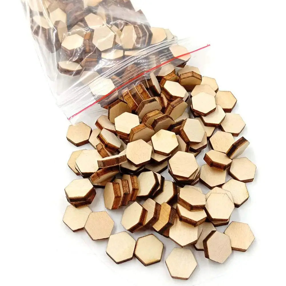 100pcs 10mm 0.39inch Small Tiny Wooden Embellishments - Scrapbooking Shapes for Craft Decor Button