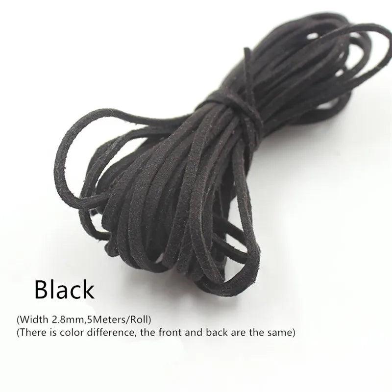 3MM 5M Micro-Fiber Flat Leather Lace Beading Thread Faux Suede Cord String Velvet Beading Supplies