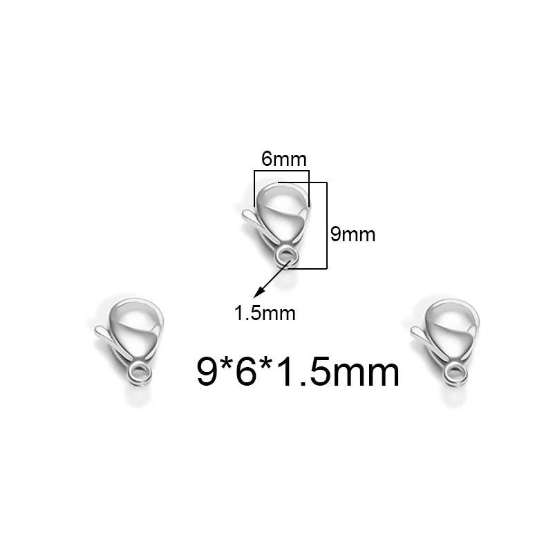 50Pcs/Lot Stainless Steel 9/10/11/12/13/15mm Lobster Clasps Hooks Connector for DIY Jewelry Findings Materials Necklace Supplies