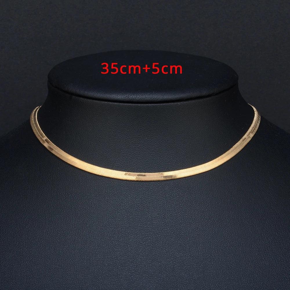 Punk Clavicle Flat Blade Snake Link Choker Necklace Gold Silver Color Stainless Steel Neck Chains For Women Jewelry Chocker 2023
