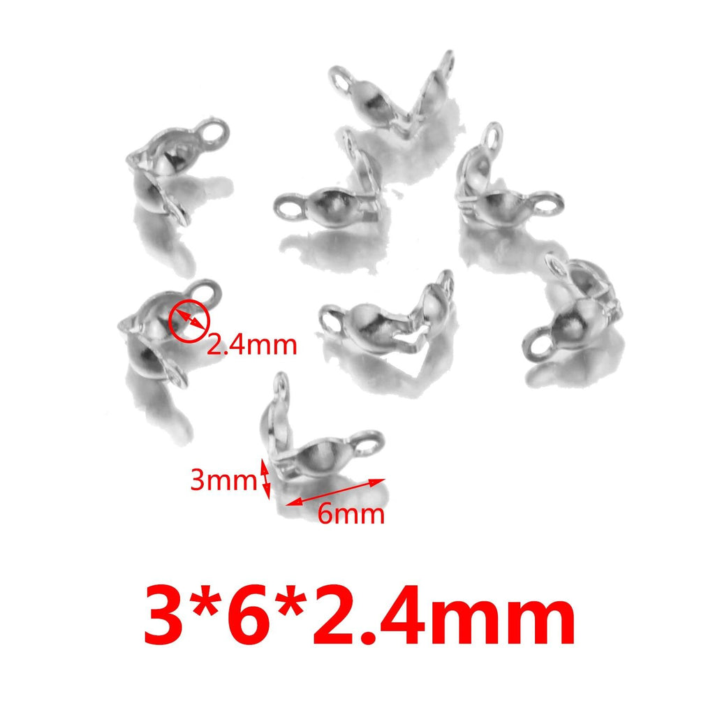 50pcs/lot Connector Clasp Fitting Stainless Steel  Ball Chain Calotte End Crimps Beads Connector for DIY Jewelry Making Supplie