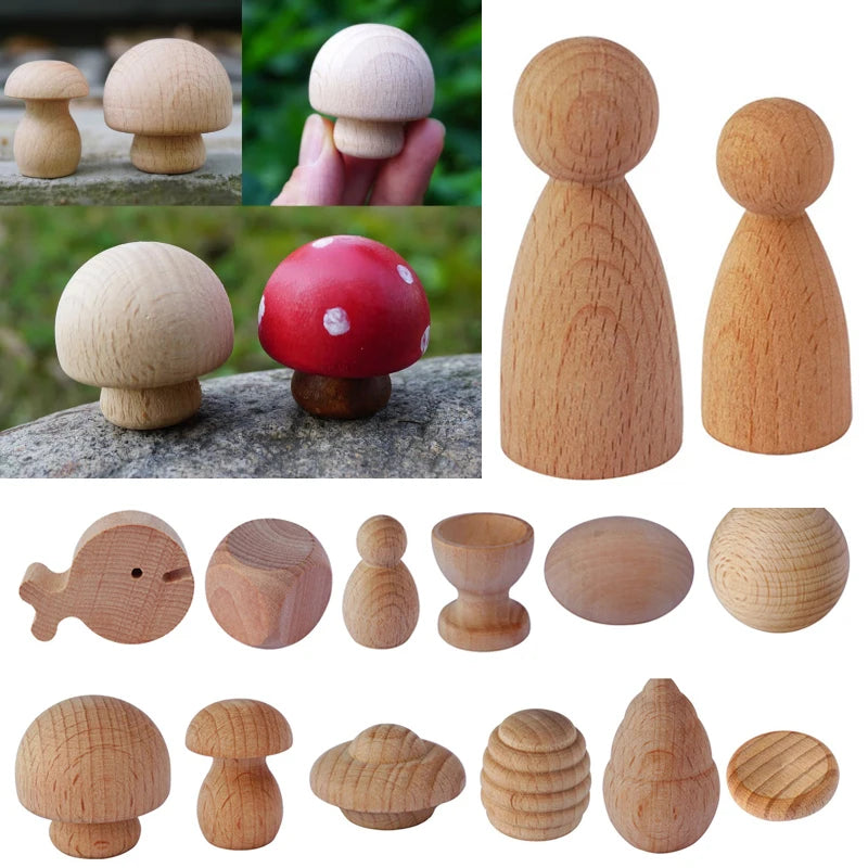 Wooden Peg Doll Mini People Dolls DIY Wood Crafts Handmade Unfinished Natural Wood Dolls Pegdolls Unpainted Blank Kids Toy