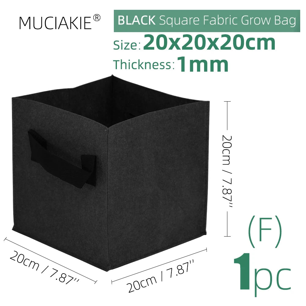 20x20x20CM Thickness 1MM Square Grow Bags Economic Fabric Pots with Handles Garden Planting Containers for Vegetables Flowers