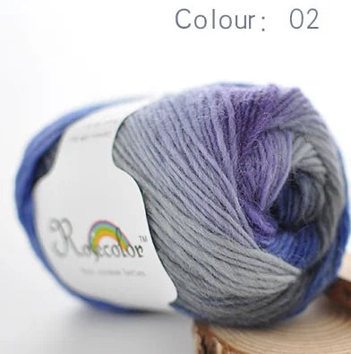 100 Percent Wool Yarn Rainbow Color for Hand Knitting and Crochet Plush Thickness DIY Soft Scarf Shawl and Sweater