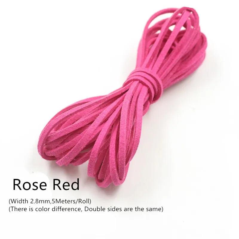 3MM 5M Micro-Fiber Flat Leather Lace Beading Thread Faux Suede Cord String Velvet Beading Supplies