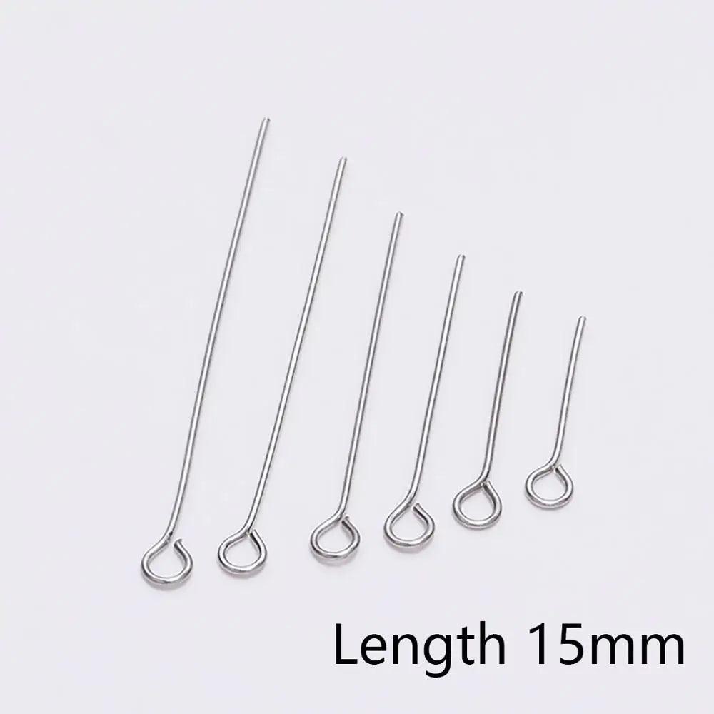 100pcs 20 25 30 35 40 45 50 mm Stainless steel Eye Pins Findings Eye Head Pins For Jewelry Making Supplies DIY Craft Accessories