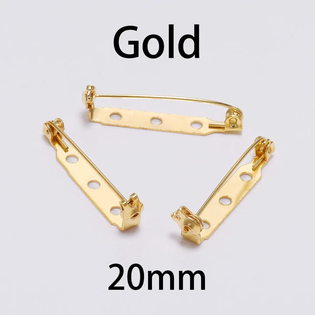 20pcs 20 25 32 38mm Brooch Clip Base Pins Blank Safe Lock Brooch Pin Base Badge Holder For DIY Jewelry Making Findings Supplies