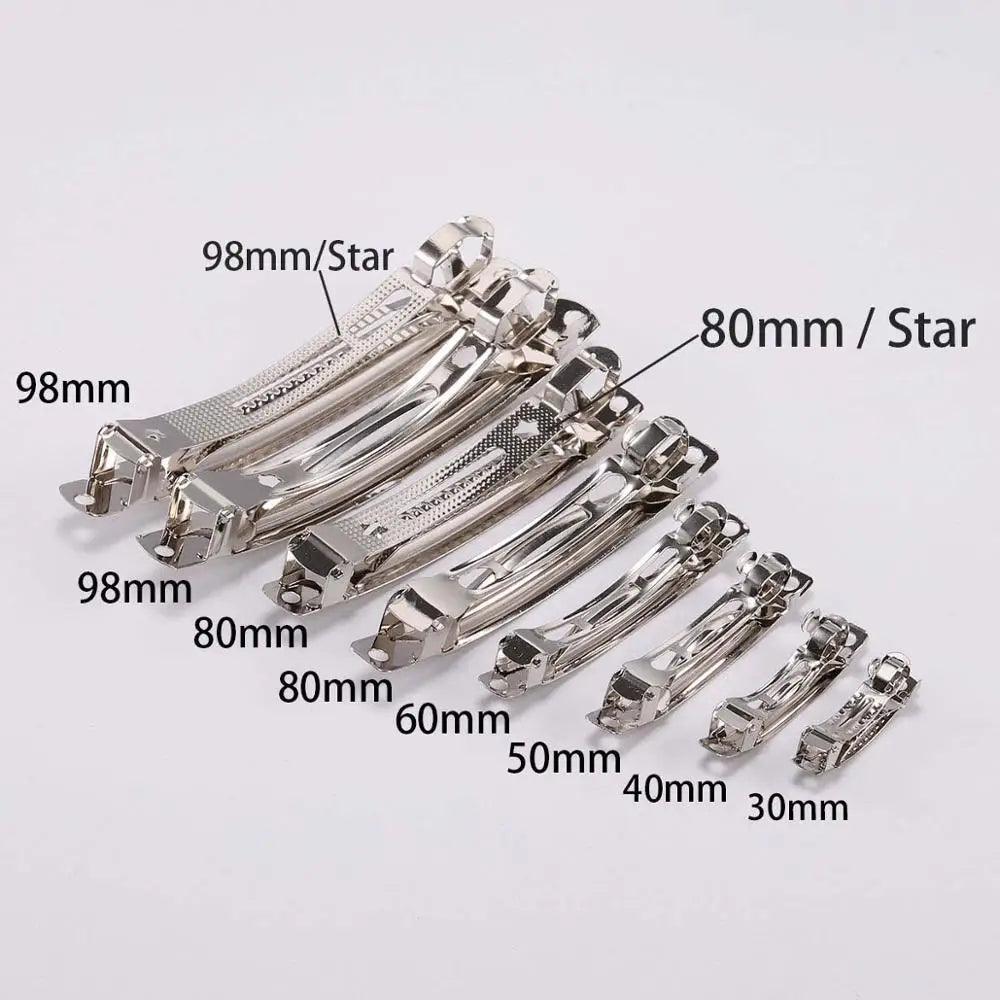 10pcs French Barrette Style Spring Hair Clips Base Automatic Clip Blank Width Setting Bow Hairpin Supplies For Jewelry Making