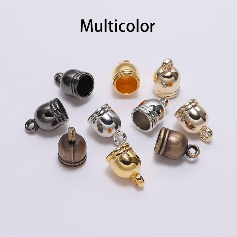50pcs/lot Necklace End Tips Tassel Caps Leather Cord Crimps End Caps Beads Caps Fastener For DIY Jewelry Making Finding Supplies