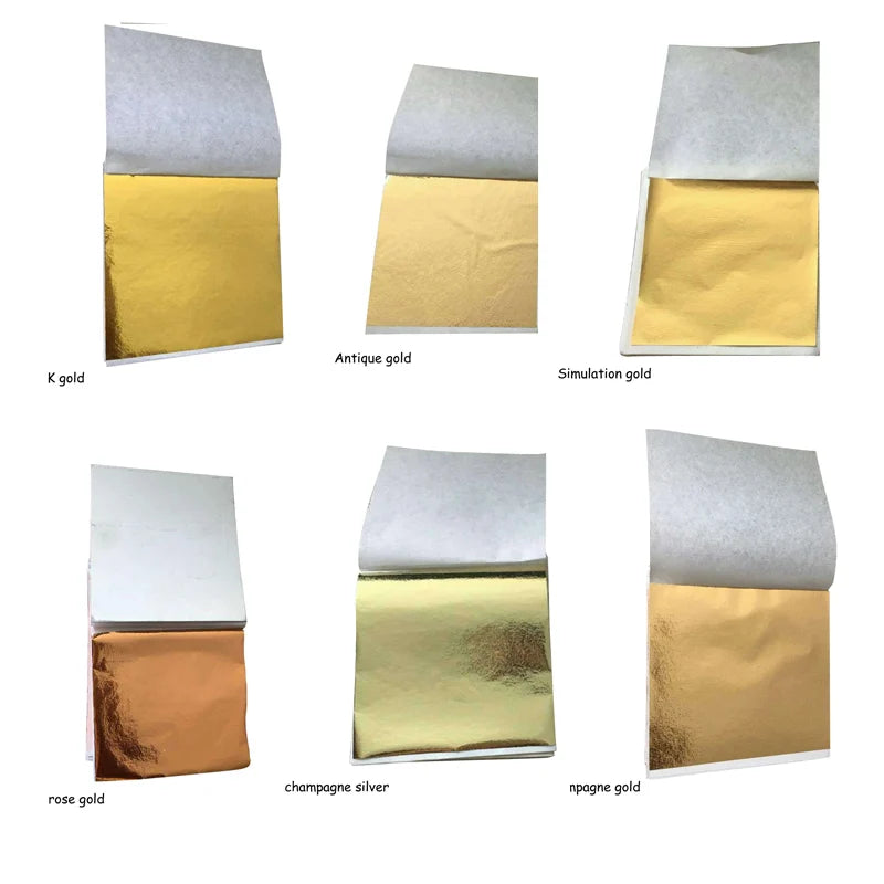 100 Pcs 8.5x9cm Art Craft Imitation Gold Sliver Copper Foil Papers Leaf Leaves Sheets Gilding DIY Craft Decor Design Paper