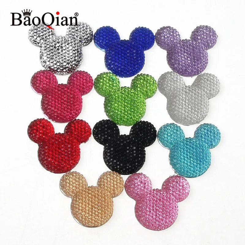 10Pcs/lot Mixed bling Mickey Resin Scrapbooking Craft For DIY Flatback Cabochon Home Decoration Scrapbooking Crafts 30x33mm