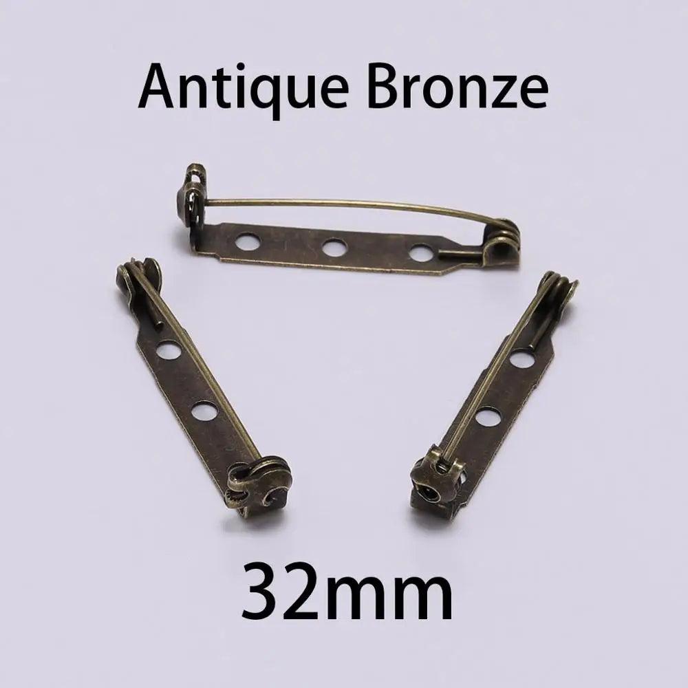 20pcs 20 25 32 38mm Brooch Clip Base Pins Blank Safe Lock Brooch Pin Base Badge Holder For DIY Jewelry Making Findings Supplies