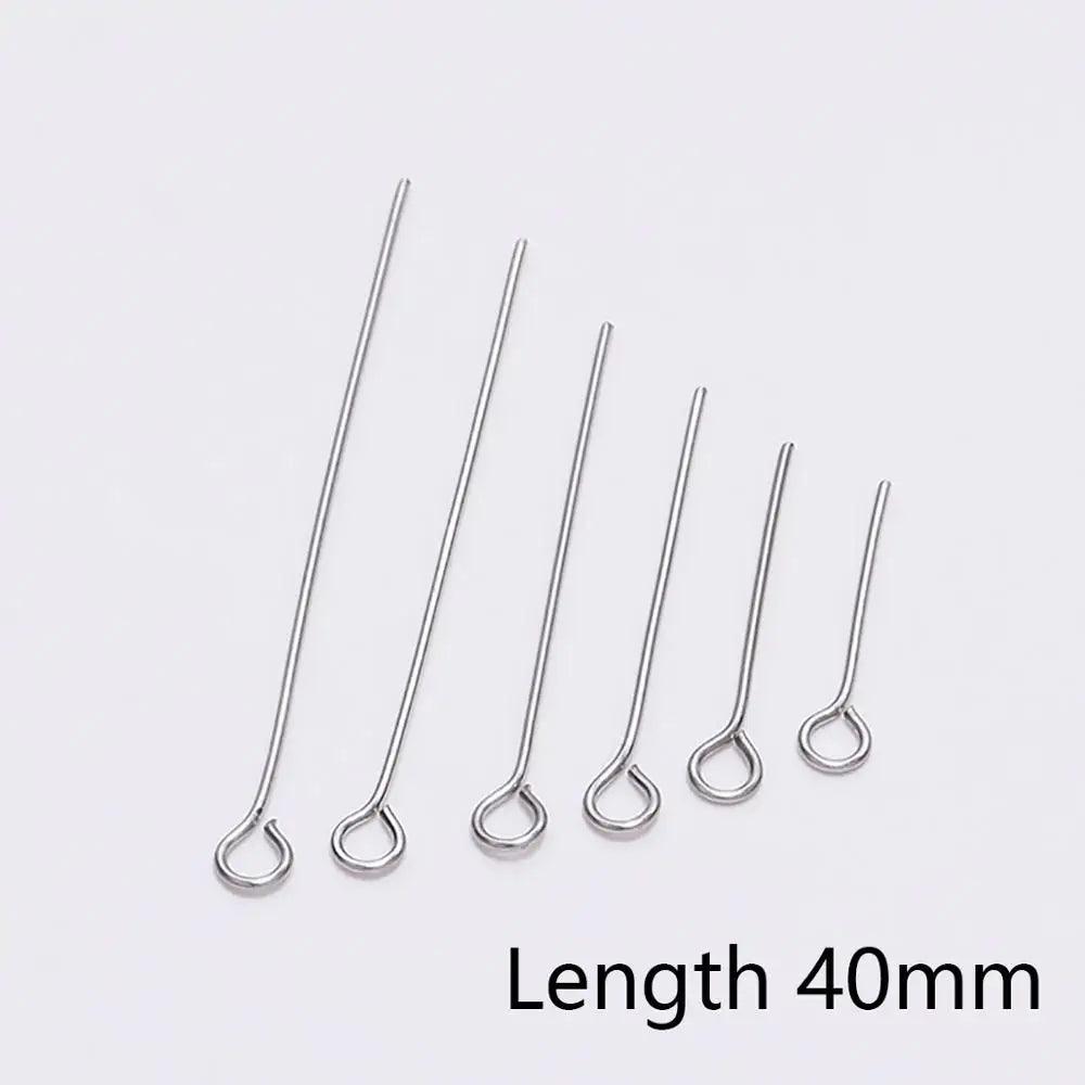 100pcs 20 25 30 35 40 45 50 mm Stainless steel Eye Pins Findings Eye Head Pins For Jewelry Making Supplies DIY Craft Accessories
