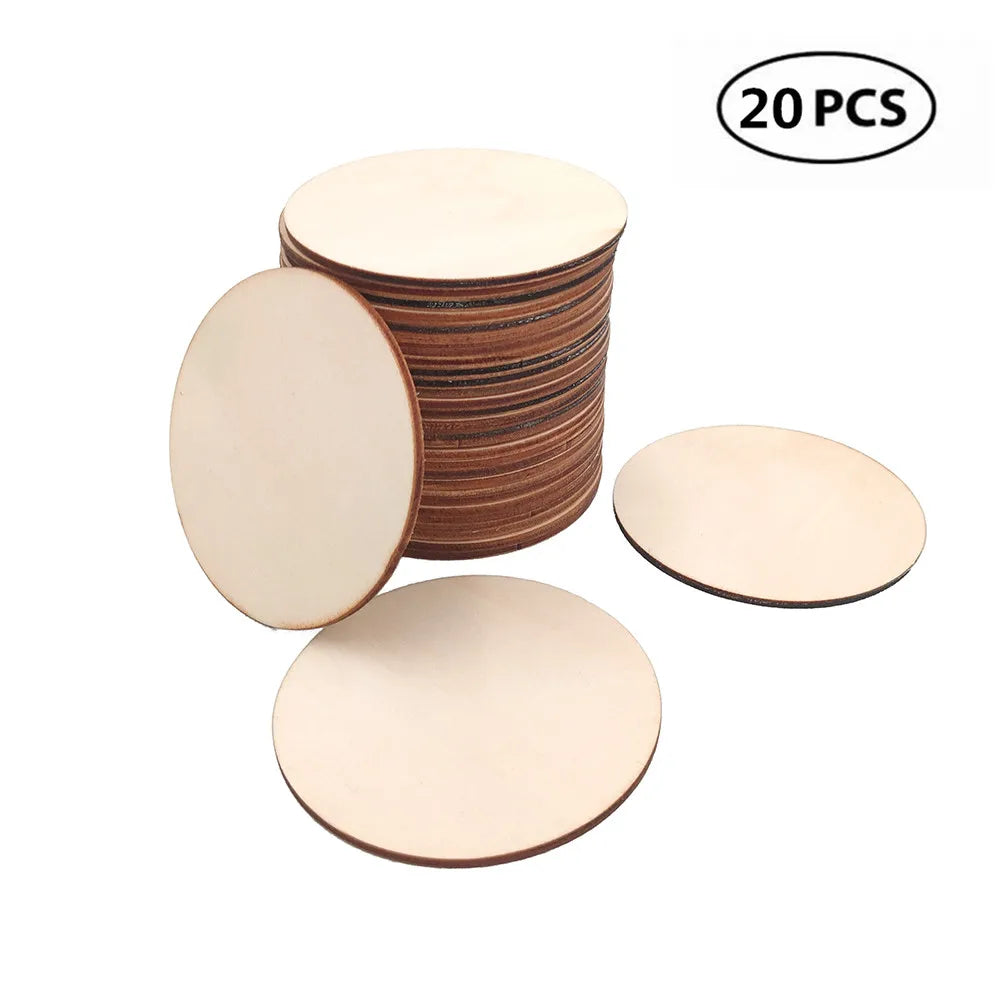 20pcs 50mm 1.96inch Unfinished Wooden Round Circles Ring Craft Card Making Scrapbooking DIY Embellishment Arts Decorative Craft