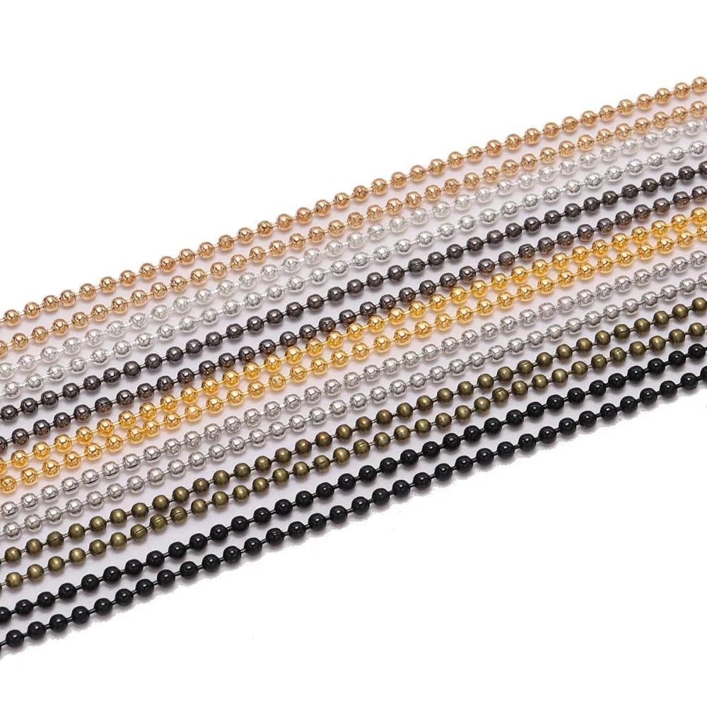 5m/lot 1.2 1.5 2.0 mm Metal Ball Bead Chains Findings Bulk Kettingen Necklace Chain For Jewelry Making Supplies DIY Accessories